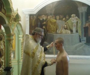 В преддверии праздника Дня защитника Отечества в Спасо-Преображенском кафедральном соборе состоялось Крещение курсантов Учебного Центра ВКС